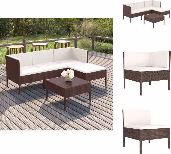 vidaXL Set da salotto da giardino 5 pezzi con cuscini in rattan marrone - Set di mobili da giardino