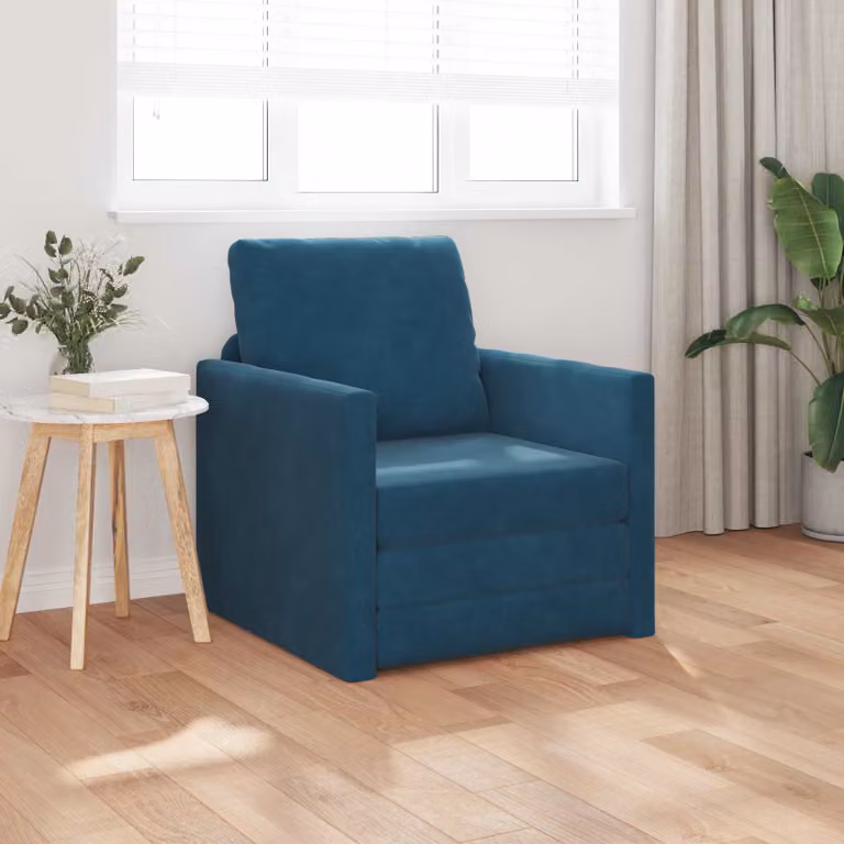 Divano letto vidaXL in velluto blu per il tuo soggiorno L: 74 cm, P: 77 cm, H: 81 cm