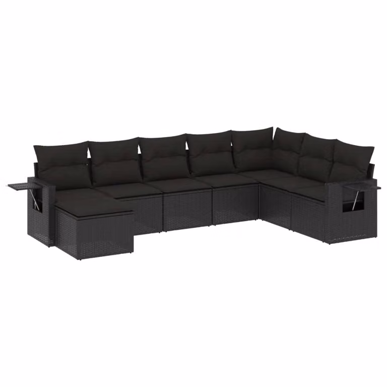 Set Divani da Giardino con Cuscini 8 pz Nero in Polyrattan