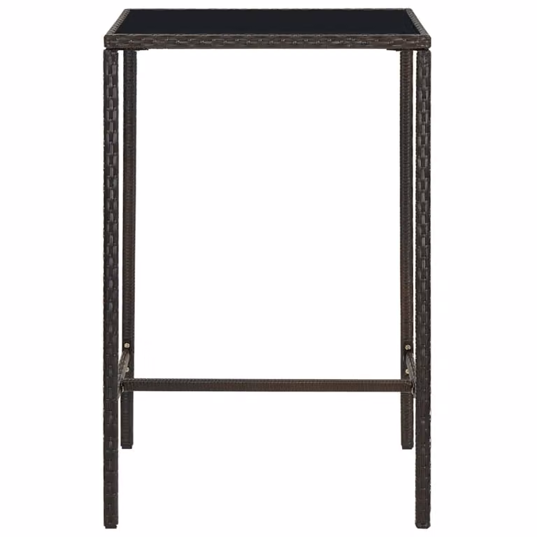 Tavolo da Bar da Giardino Marrone 70x70x110 cm Polyrattan Vetro