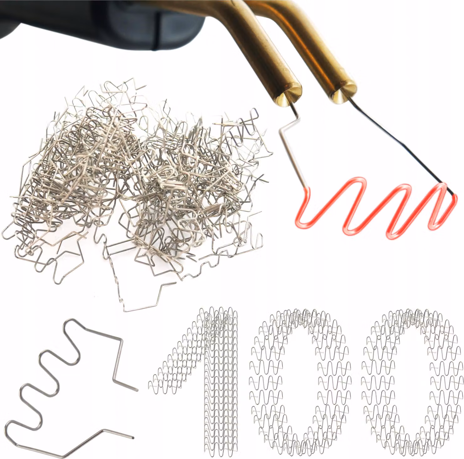 Graffette per riparazione plastica RS98 100 pz. 0,8 mm Onda molto grande