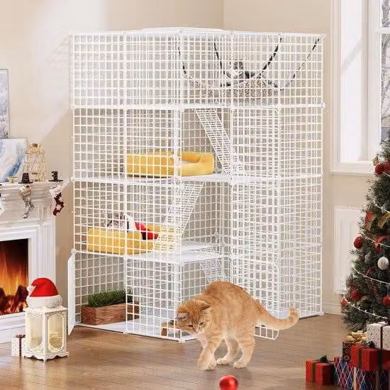 Casetta per gatti bianca 107x72x142 cm per interni ed esterni