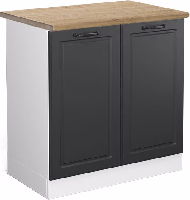 Mobile lavello cucina R-Line Antracite rustico/Bianco 80 cm, PL Rovere Vicco