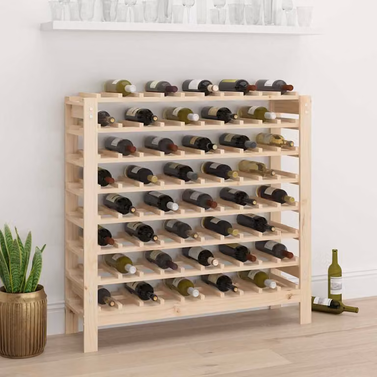 vidaXL Portavini in Legno Massello di Pino, Stile Rustico, Marrone/Beige, L: 109,5 cm, P: 30 cm, H: 107,5 cm