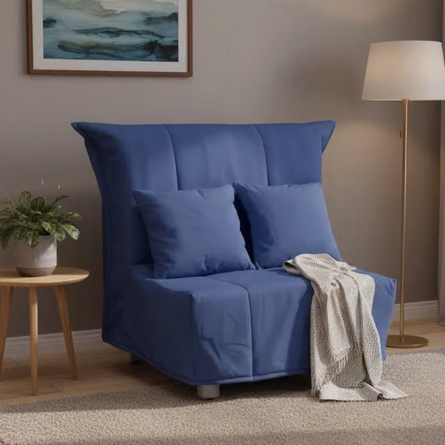 Poltroncina Andreou Talamo Italia, Poltrona Moderna con Braccioli e Ottoman Estendibile, Blu, L/P/H: 85 x 85 x 85 cm – 1