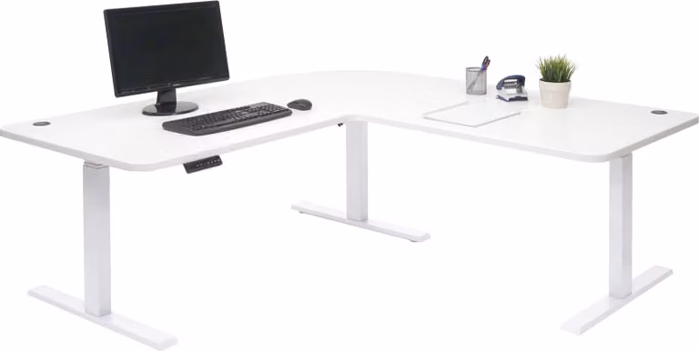 Scrivania angolare HWC-D40, scrivania per computer regolabile elettricamente in altezza 178x178 cm 84 kg MVG ~ bianco, bianco