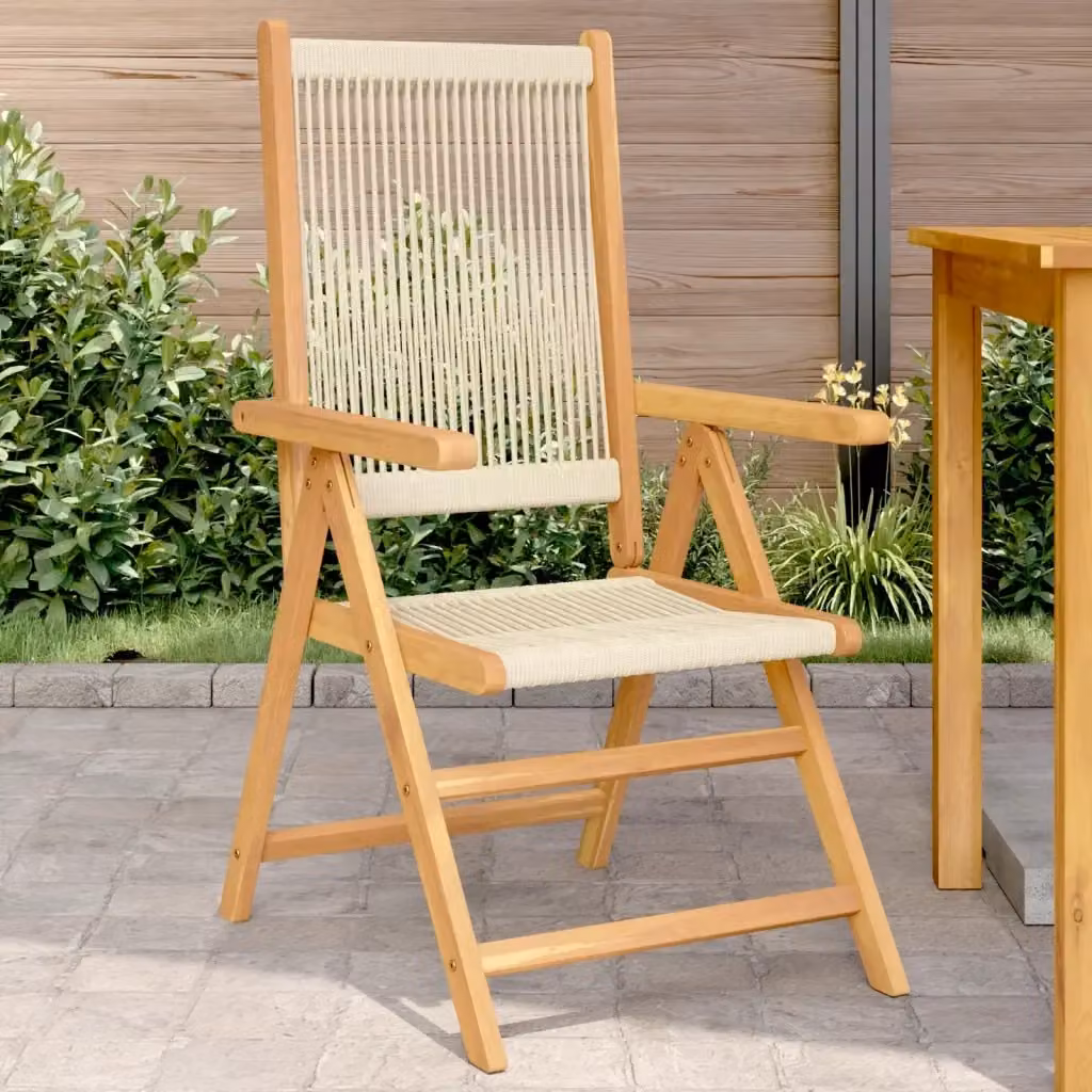 Set di 2 sedie da giardino con braccioli in legno di acacia oliato e polipropilene beige – 2