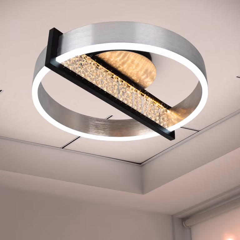 Näve Plafoniera a LED Yvaris, dimmerabile, Alluminio / Grigio / Zincato, Soggiorno / Sala da pranzo, Metallo, Moderno, Plafoniera LED