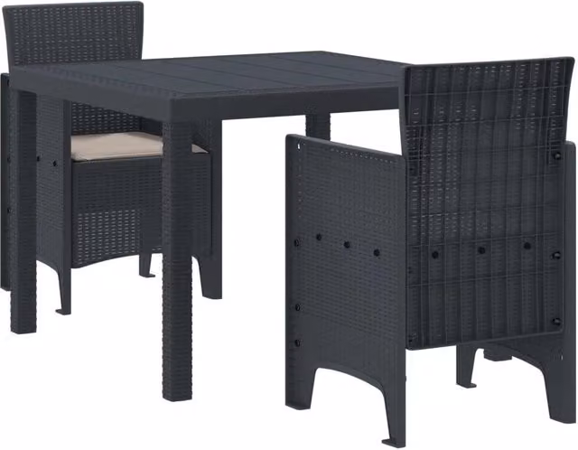Set da Pranzo per Giardino 3 pz Antracite Polipropilene 3378673
