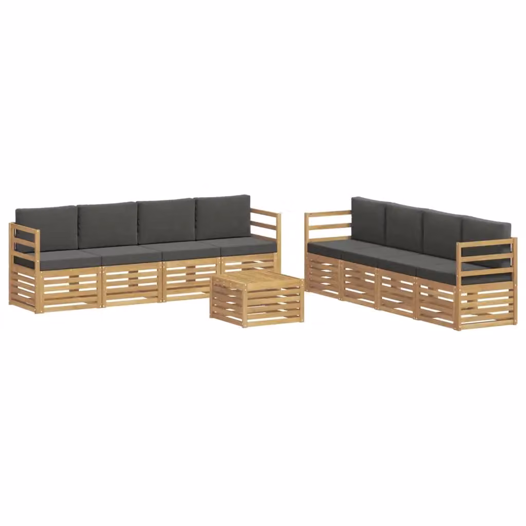 Set di mobili da giardino vidaXL composto da divano a 3 posti, poltrone e tavolino da caffè in legno di acacia con cuscini bianchi e antracite – 2