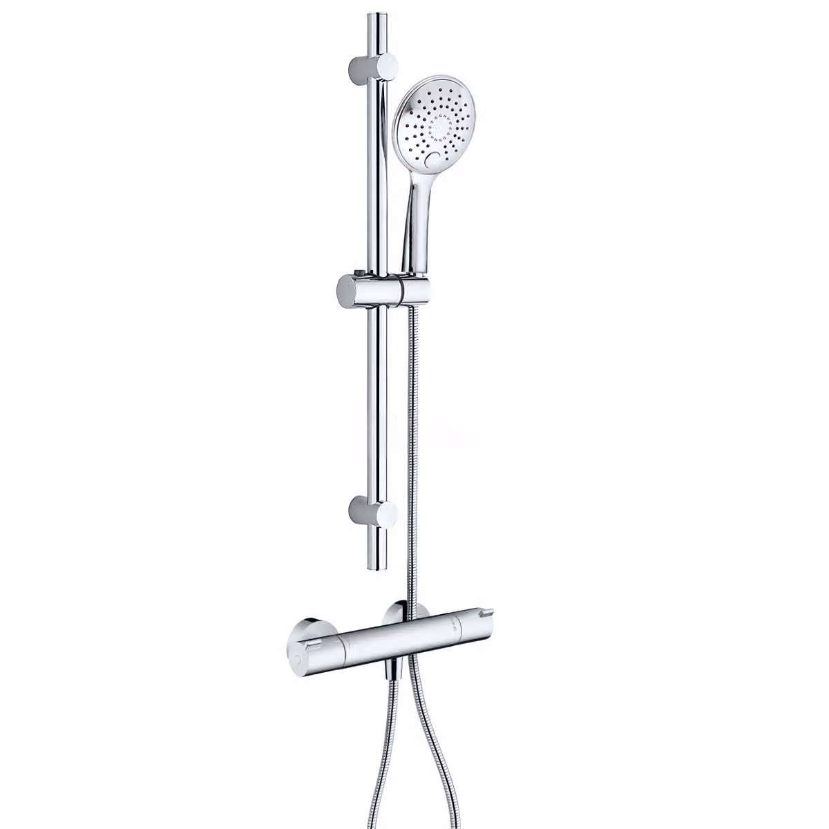 HANSGROHE Miscelatore doccia, sistema doccia con termostato Ecostat 1001CL e doccia a pioggia o doccetta BELVIT, EcoStop e blocco di sicurezza a 40 °C, cromato
