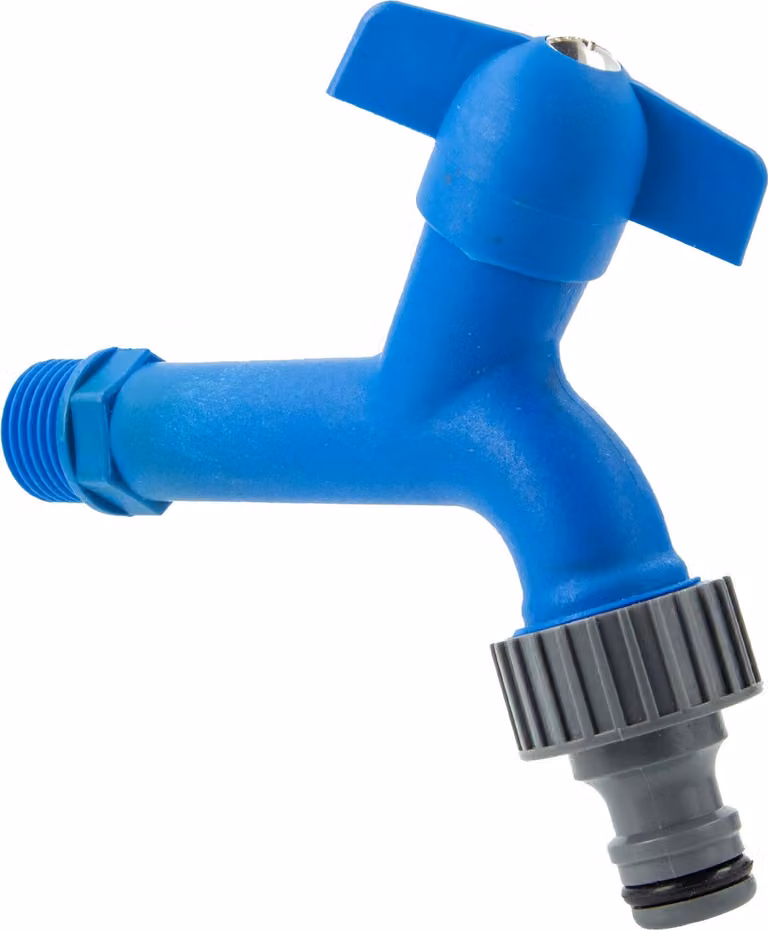 Valvola di scarico tecuro KTW da 1/2 pollice con raccordo a innesto, nastro sigillante, blu