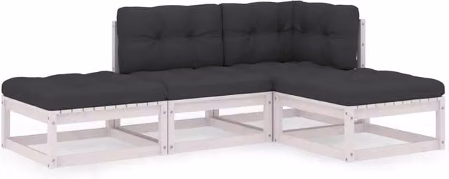 Set Divani da Giardino 4 pz | Set Salotto da Giardino con Cuscini Legno Massello Pino