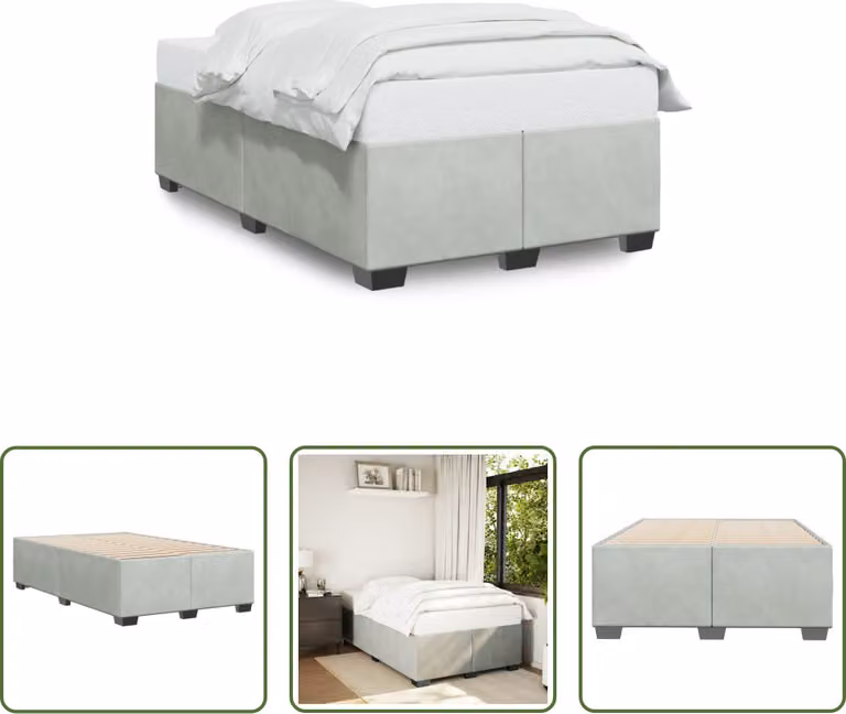 The Living Store Struttura letto grigio chiaro 120x200 cm in velluto