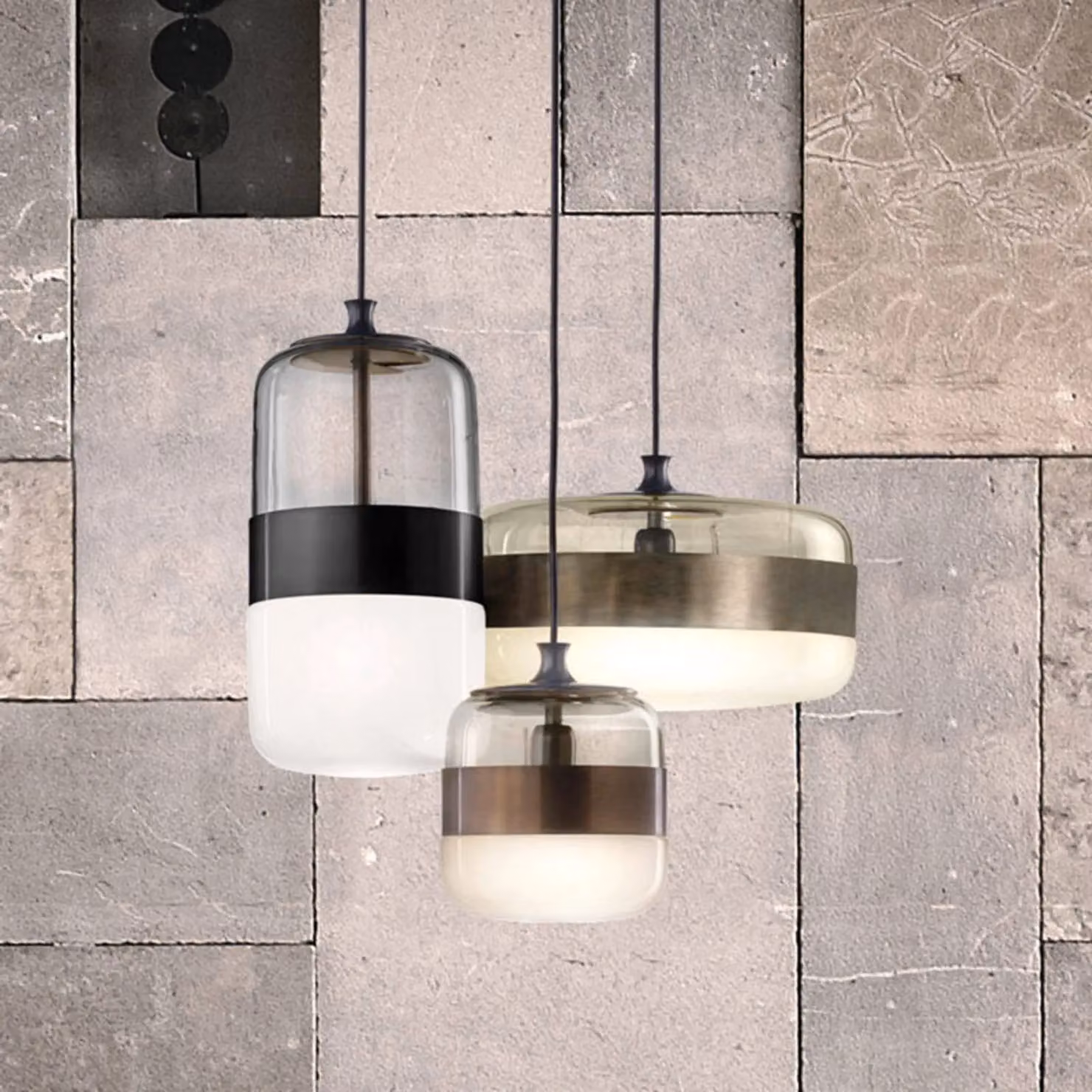 Vistosi Lampada a sospensione in vetro Futura, dimmerabile, Nero, Soggiorno / Sala da pranzo, Vetro, Design, Lampada a sospensione