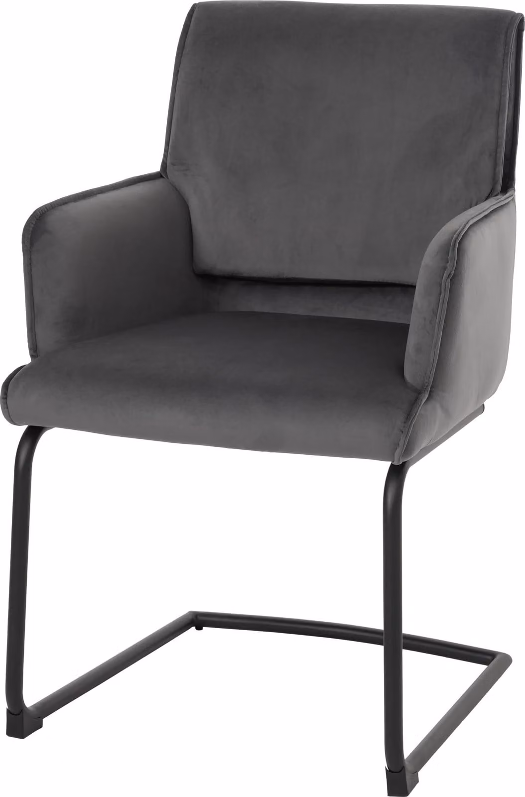 Sedia senza braccioli HWC-N60, sedia da pranzo, sedia da cucina, tessuto/materiale tessile, colore grigio scuro