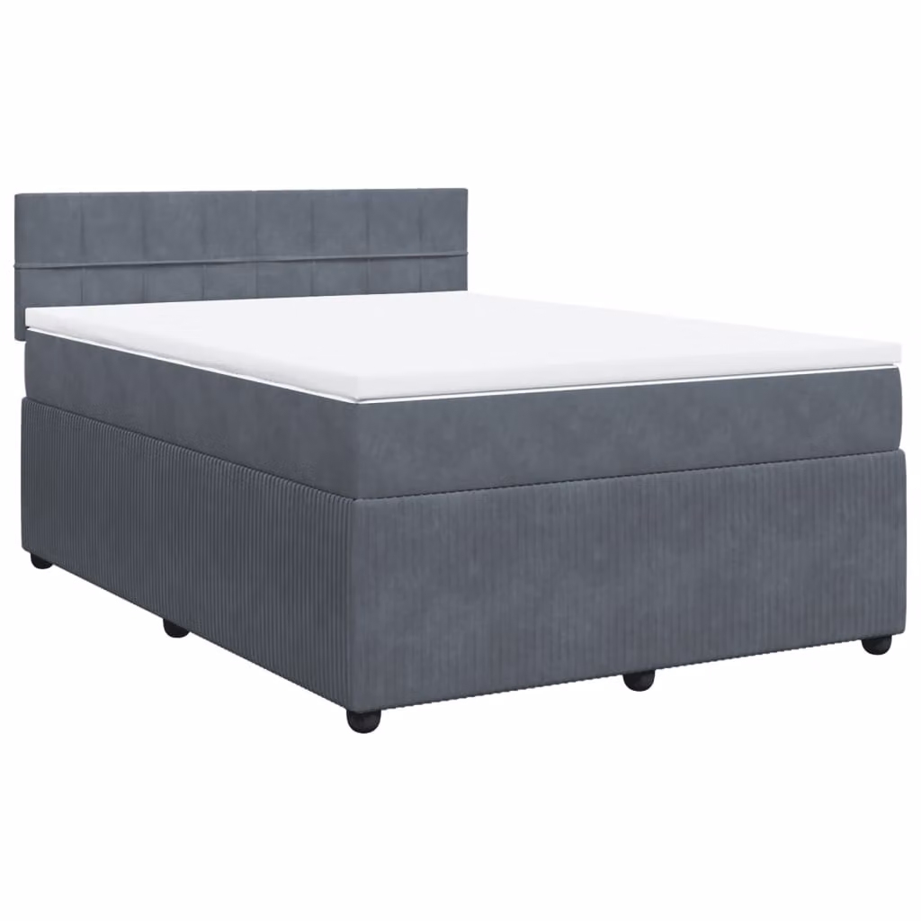 Giroletto a Molle con Materasso Grigio Scuro 140x200 cm Velluto