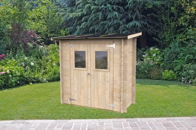 Casetta Hobby Monofalda Alce in Legno Rustica con Tetto a Falda Singola, Colore Marrone e Nero, L: 198 cm