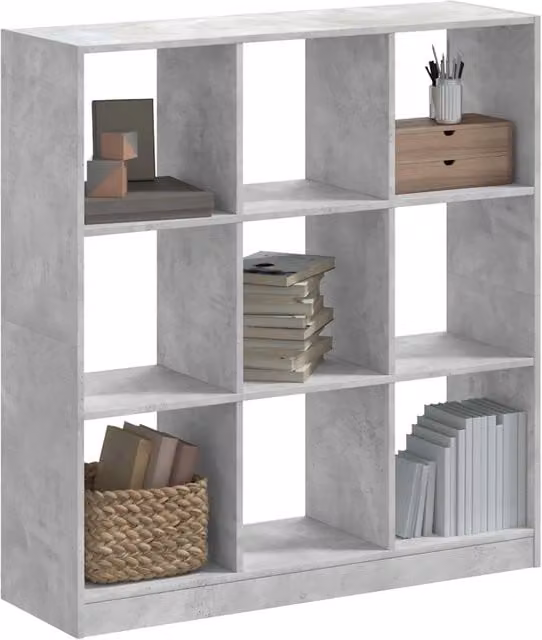 Libreria-Scaffale per Libri-Mobile di Stoccaggio Grigio Cemento 102x32x108 cm in Legno Multistrato