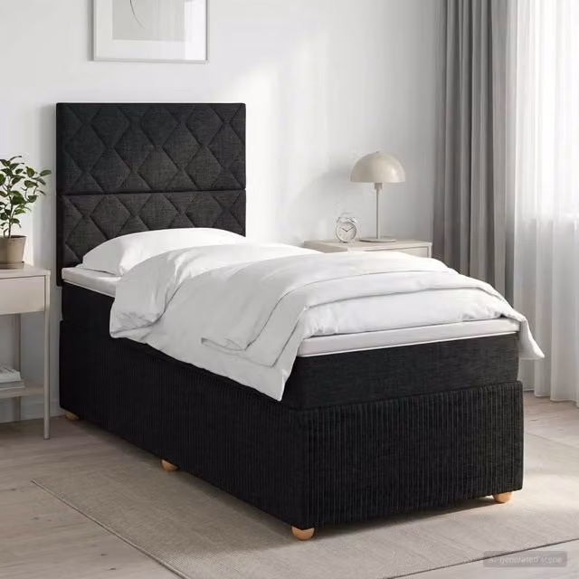 Letto box spring con materasso ibrido vidaXL nero L/P: 100 x 200 cm