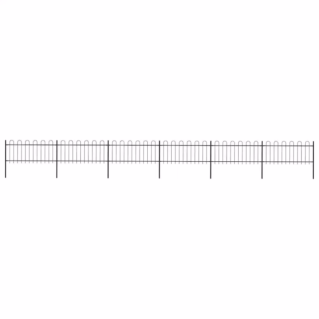Recinzione da giardino vidaXL in acciaio con parte superiore ad anello, colore nero, L: 1005 cm, H: 80 cm