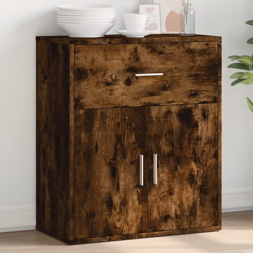 Credenza moderna vidaXL in legno multistrato color rovere fumo L: 60 cm, P: 31 cm, H: 70 cm