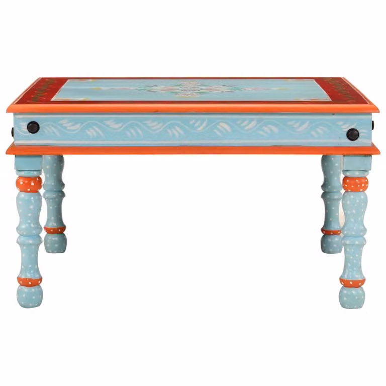 vidaXL Tavolino da salotto blu dipinto a mano in legno massello di mango