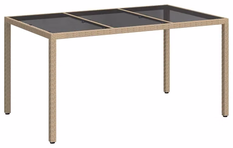 Tavolo da giardino, color beige, 150 x 90 x 75 cm, in rattan sintetico
