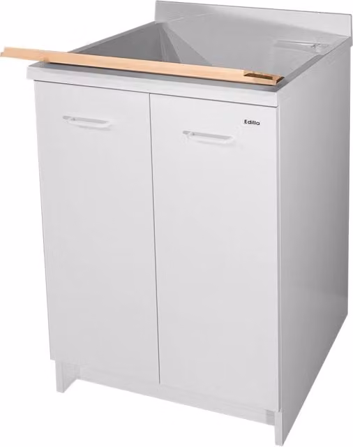 Mobile Lavatoio 60x60x85cm 2 Ante Asse in Legno Montegrappa Edilla Bianco con Cesto