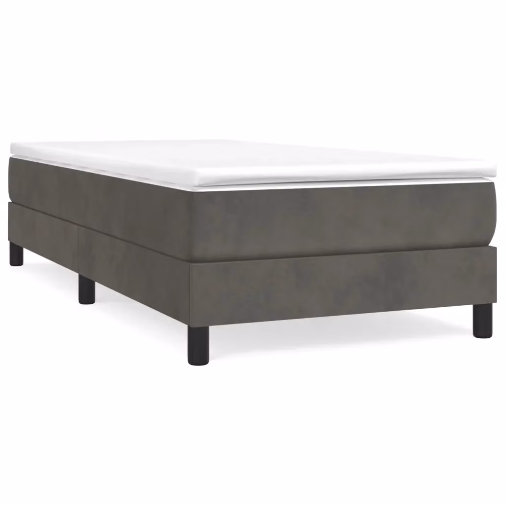 Letto a molle ibrido vidaXL con materasso in velluto grigio e bianco L/P/H: 90 x 190 x 25 cm – 2