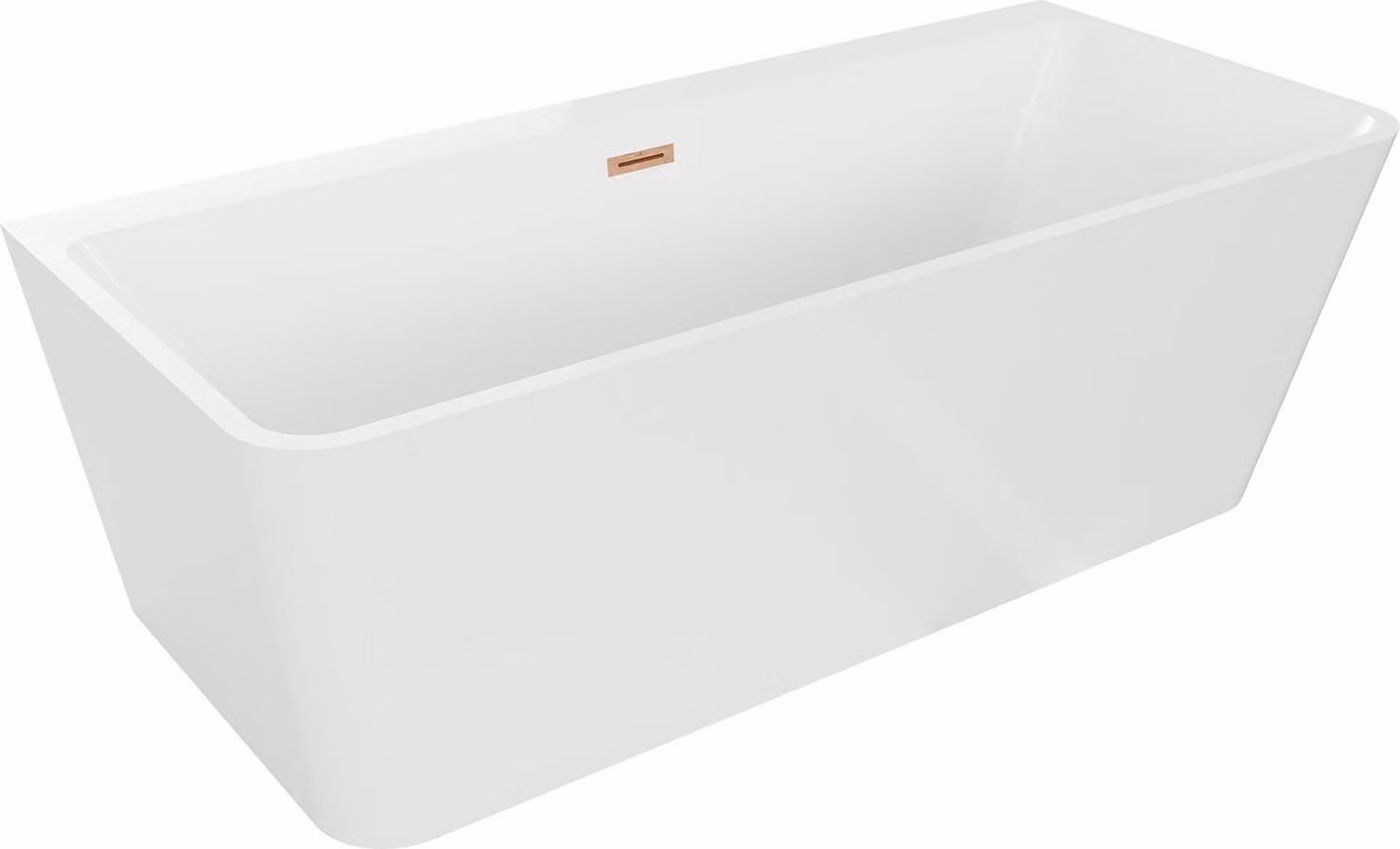 Mexen Volta vasca da bagno indipendente da parete 150 x 75 cm, bianca, troppopieno in rame spazzolato - 51131507500-65