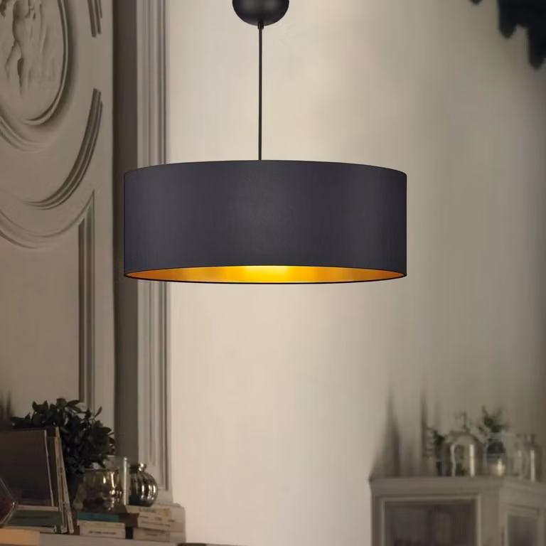 Opviq, AYD-3533, lampadario, nero, COPRILAMPADA IN TESSUTO, 50 x 50 x 70 cm