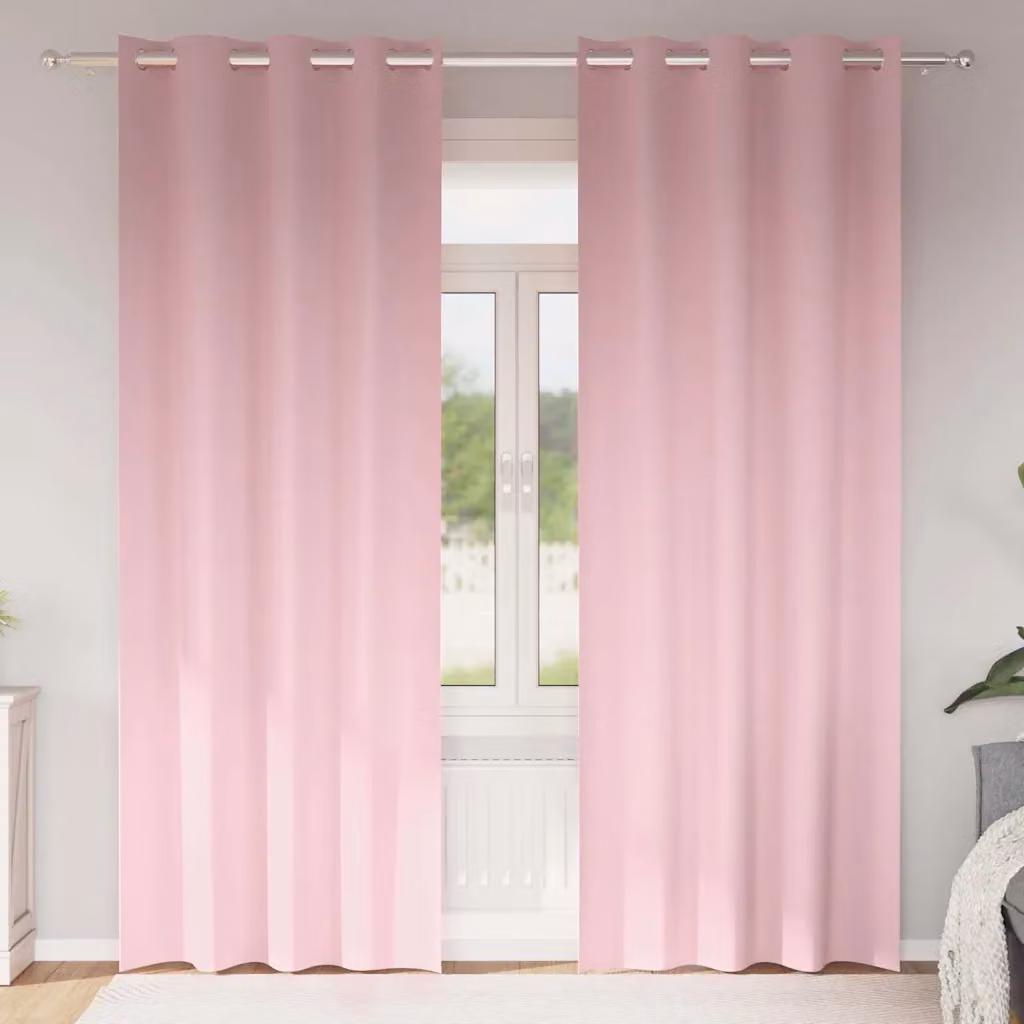 Set di 2 tende blackout vidaXL con anelli, colore rosa baby, H 245 cm x L 140 cm