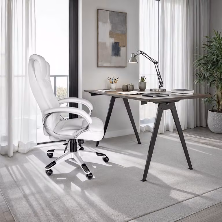 Sedia da ufficio ergonomica Zulu TecTake GmbH bianca con poggiatesta e regolazione del peso in ecopelle