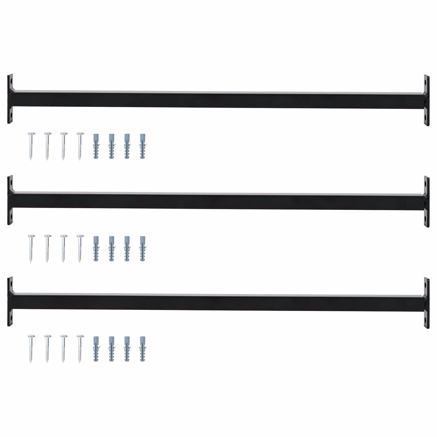 Set di 3 barre di sicurezza regolabili per finestra vidaXL in acciaio, colore nero, lunghezza: 71 - 120 cm
