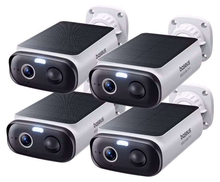 Telecamera di sicurezza Baseus S1 Lite 4-Cam, per uso esterno, con alimentazione solare, batteria, Wi-Fi, grado di protezione IP67