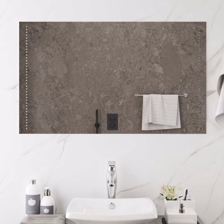 Specchio da bagno con luce LED vidaXL in vetro temperato rettangolare, L: 100 cm, H: 60 cm