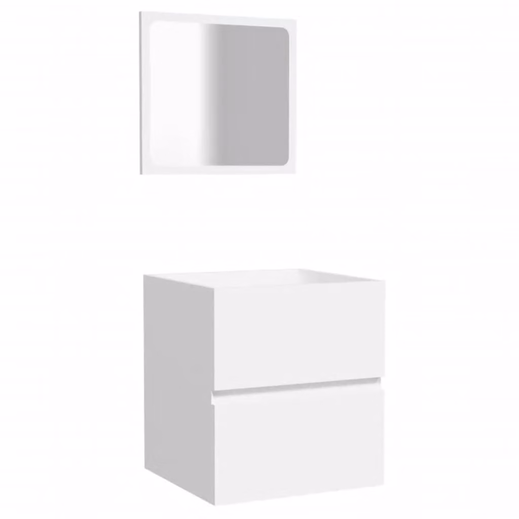 Mobile da Bagno con Specchio Bianco in Legno Multistrato