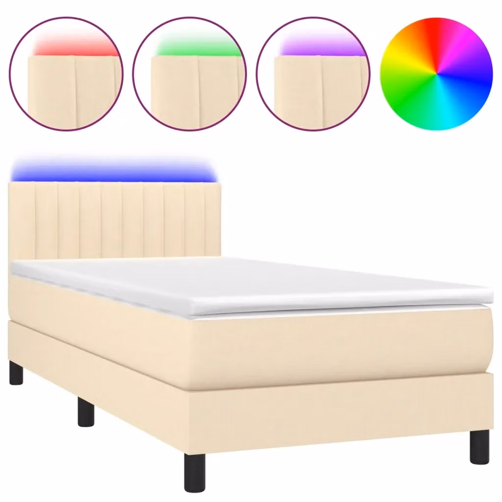 Letto Ibrido con Materasso e Illuminazione LED vidaXL in Tessuto Beige e Bianco L/P/H: 90 x 200 x 78 cm – 2