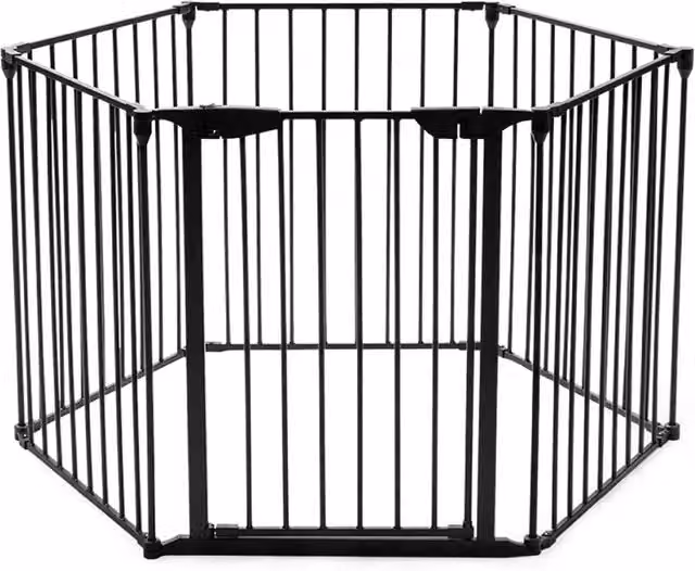 Cancelletto di sicurezza con porta per camino e scala in acciaio nero, L: 380 cm, H: 75 cm