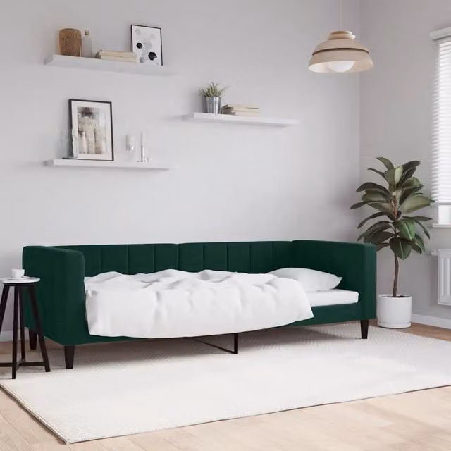 Letto da giorno verde vidaXL con struttura imbottita in velluto, L: 223 cm, P: 90 cm, H: 68 cm – 1