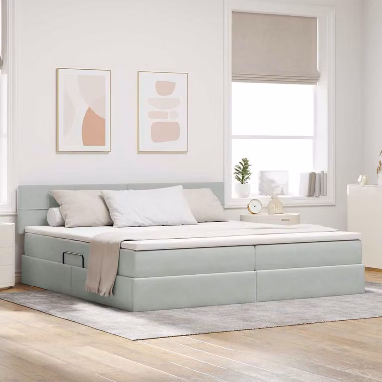 Letto con contenitore vidaXL in velluto grigio chiaro L/P/H: 200 x 200 x 204 cm