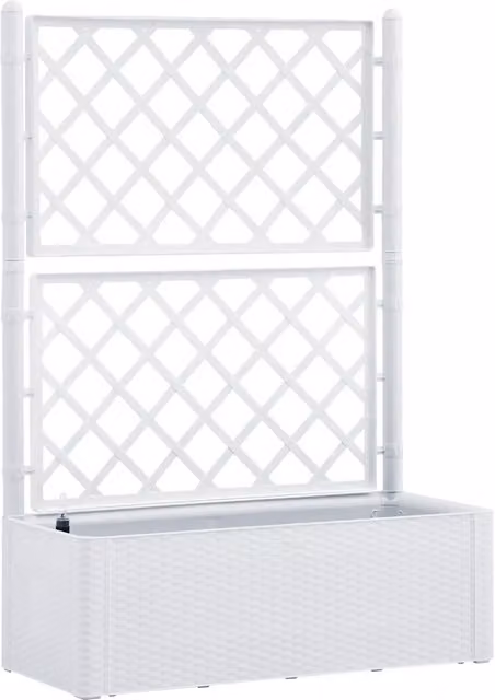 Letto rialzato da giardino con graticcio e irrigazione DESIGN IN, bianco, in plastica WPC