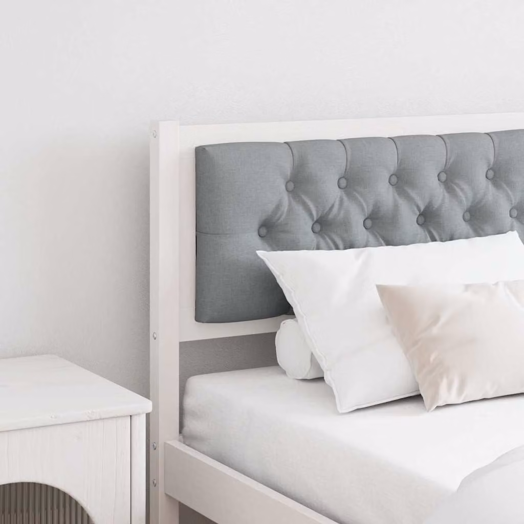 Testiera per letto imbottita vidaXL in legno di pino massello bianco e grigio chiaro