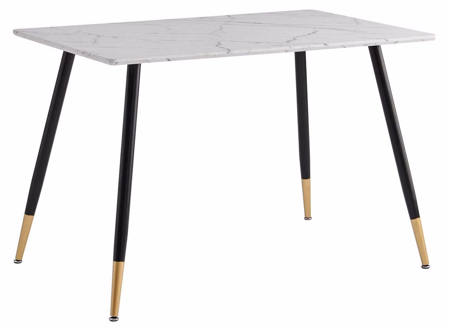 Tavolo da pranzo con finitura effetto marmo e gambe in metallo
