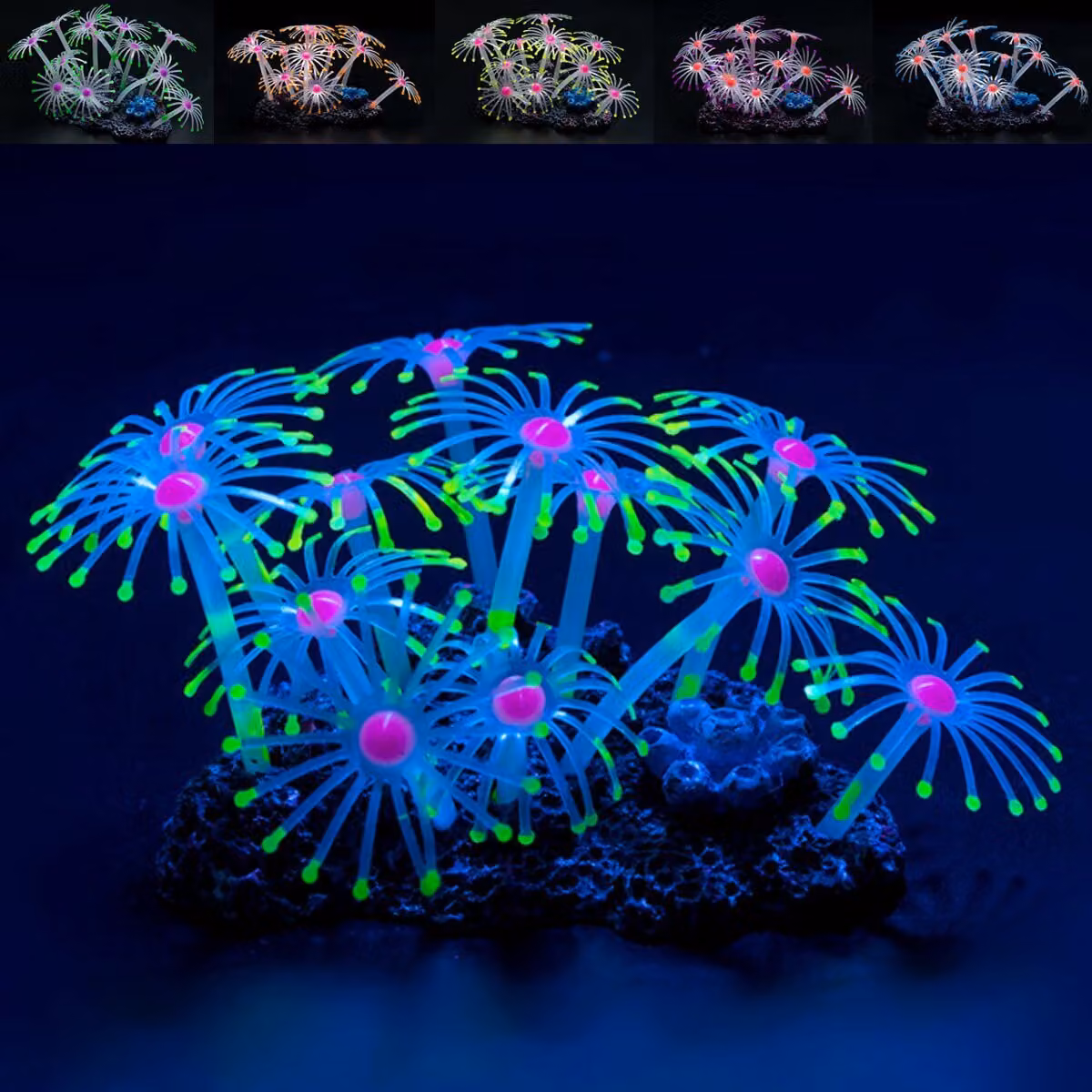 Silicone fluorescente Acquario Corallo Piante Acqua Acquario Pesce Serbatoio Decorazione Ornamento - Giallo