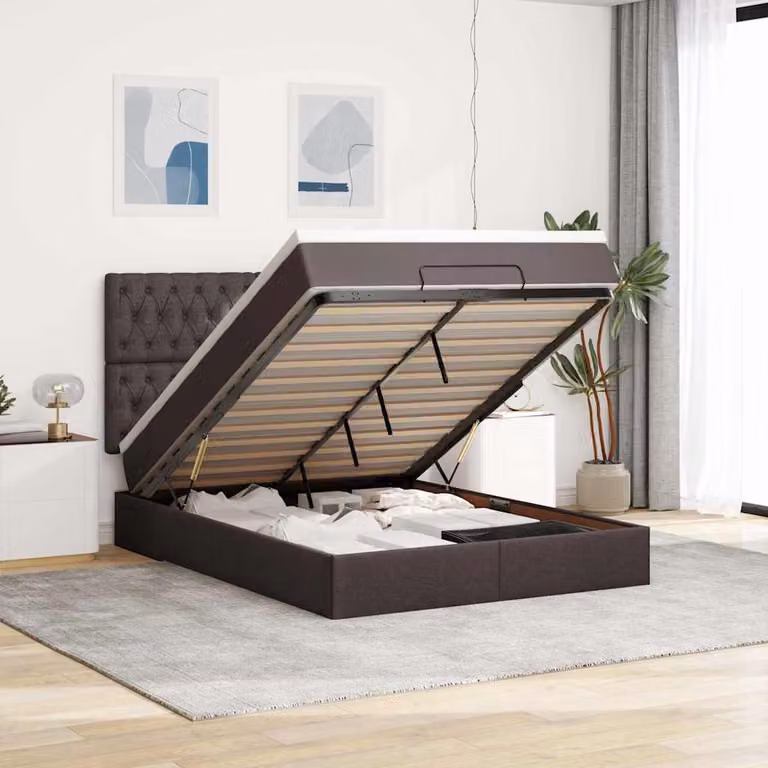 vidaXL Struttura Letto Pouf con Materasso 140x190 cm in Tessuto
