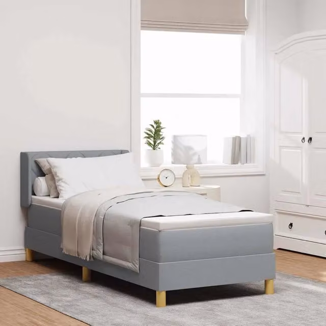Letto a molle con testiera vidaXL in tessuto grigio L 200 cm x P 80 cm