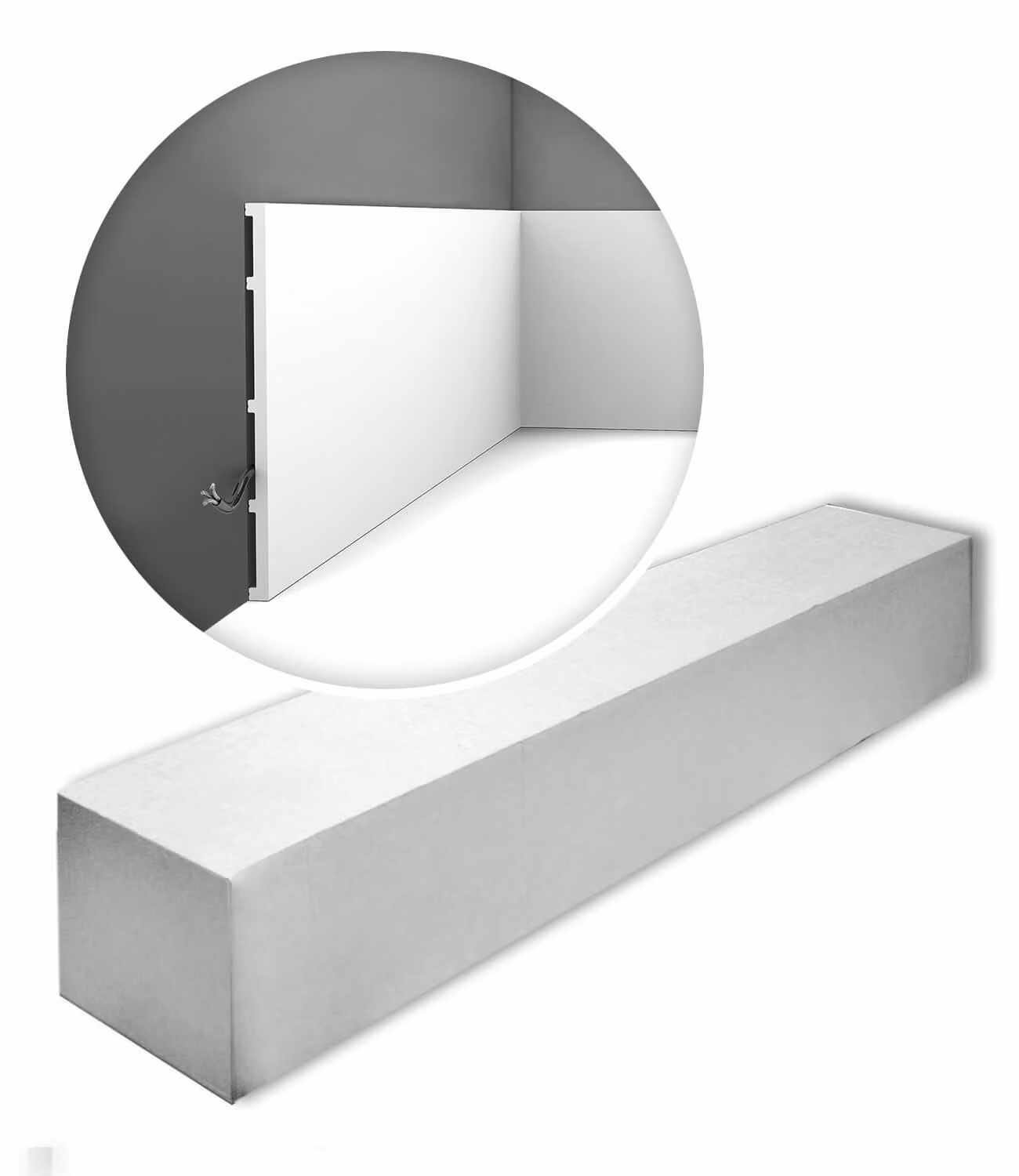 Orac Decor SX207-box MODERN SQUARE1 cartone con 10 strisce decorative Modanatura per pavimenti Modanatura per pareti striscia decorativa moderna colore bianco | 20 m