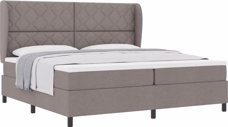 Letto a molle con materasso Taupe 200 x 200 cm in tessuto
